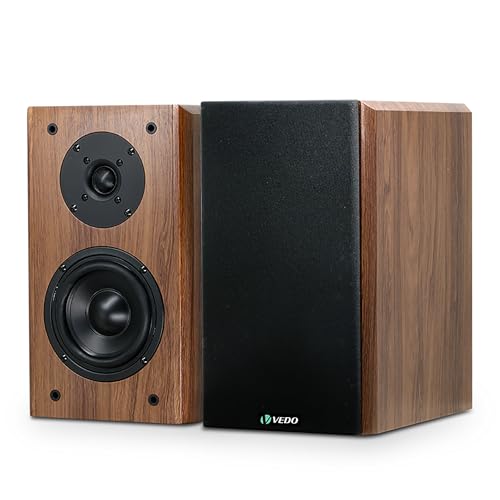 VEDO Caixas de som passivas de estante de 5,5 polegadas e 200 W, alto-falantes estéreo bidirecionais de alta frequência e médio alcance para sistemas de home theater, requer um amplificador (Equipamentos)