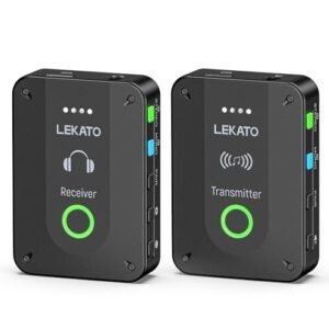 LEKATO Sistema de monitor de ouvido sem fio MS-02, sistema IEM estéreo atualizado de 2,4 G de baixa latência com receptor de cinto transmissor, emparelhamento automático, um para mais, monitoramento (Equipamentos)