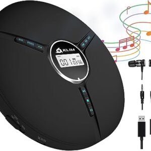 Klim Discman - CD Player portátil com bateria integrada, inclui fones de ouvido Klim Fusion. Mini CD Players, compatível com CD-R, CD-RW e MP3. CD Walkman – À prova de choque para viagens em casa e carro (CDs)