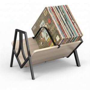 ZEXVIDA Rack de armazenamento de discos de vinil para 50 LPs, suporte de álbum de vinil resistente com alças, suporte de discos, organizador multiuso (Equipamentos)