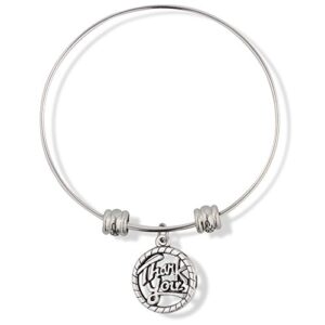 Dave The Bunny Thank You Text in a Circle Charm Fancy Charm Bangle, Small (CDs)
