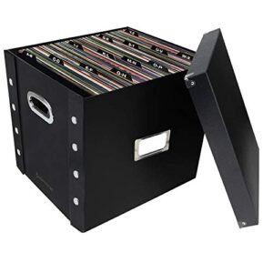 Snap-N-Store Caixa de armazenamento de discos de vinil – Pacote com suporte de LP de 30 x 12,625 x 12,5 polegadas com tampa e guias para discos de 30,5 cm – Caixa comporta até 75 álbuns de vinil (Equipamentos)