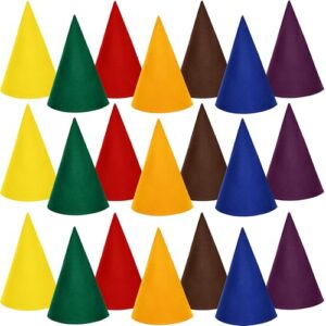 Rcanedny 21 Pcs Gnome Cone Hats Felt Dwarf Hat Solid Color Cone Hat Unisex Elf Hats for Christmas Halloween Party Costume Supplies, 7 Colors (CDs)