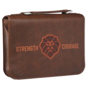 Bible Cover Classic Brown Lion Strength & Courage Josh. 1:9 - Christian Art Gifts (CDs)