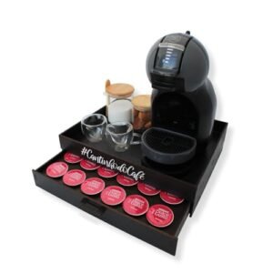 Melhor Porta-Cápsulas Bandeja Cantinho do Café Organizador Suporte Cafeteira Chá Servir - (Marrom - Dolce Gusto) (Café)