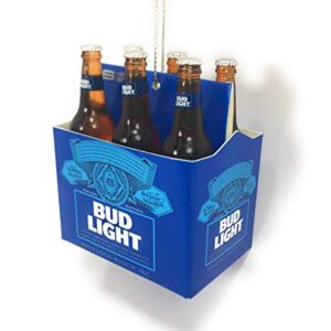Kurt Adler Enfeite de Natal em miniatura Budweiser Bud Light pacote com seis - Ornamento Budweiser® oficialmente licenciado - Resina, papel e tinta - Azul - Natal (Cervejas)