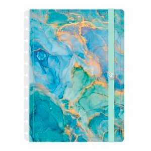 Capa e Contracapa Iscool Disc Para Caderno G Mármore Turquesa (Discos de Vinil)