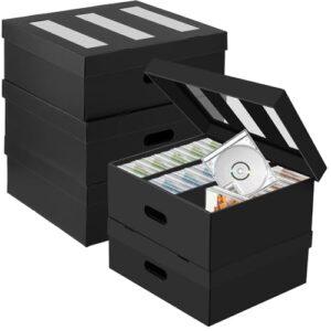 AOBOPLE Caixas de armazenamento de CD, pacote com 5, 3 compartimentos, caixa de papelão para CD, suporte para CD com tampa de janela de PVC, comporta 90 CDs em estojos inteiros de joias, 180 CDs em (CDs)