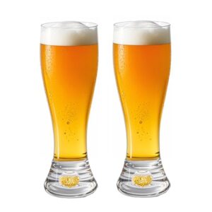 XIJIXI Copos de cerveja de 500 ml Copos de cerveja artesanais para beber cerveja Bliss Bar Vidraria Pilsner Copos de cerveja folha dourada base criativa Copos de cerveja pacote com 2 (Cervejas)