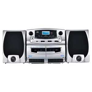 Supersonic SC-2121BT Sistema de áudio de entretenimento Bluetooth, Bluetooth 5.0, leitor de MP3/CD, rádio AM/FM, entrada USB, gravador de cassete duplo, alto-falantes destacáveis de alto desempenho, (Equipamentos)