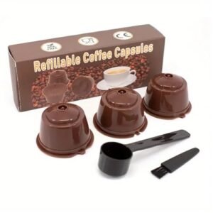 Cápsula Reutilizável para Café -Compatível com Máquinas Nespresso –Dolce gusto-Plástico Resistente com Tampa Articulada,Sustentável e Econômica (Café)