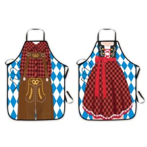 Oktoberfest Avental bávaro Dirndl verde e marrom avental de fantasia de empregada de cerveja divertido avental unissex para celebrações da Oktoberfest avental ajustável de poliéster, Azul, Regular (Cervejas)