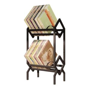 GRAND ETOPIA Prateleira de armazenamento de discos de vinil de camada dupla - Suporte de disco LP - Rack de exibição de 160-200 LP - ideal para álbuns, livros, revistas, arquivos - preto fosco (Equipamentos)