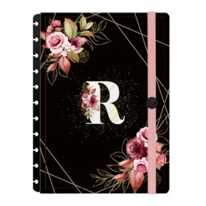 Capa e Contracapa Iscool Disc Para Caderno Monograma Floral Preto E Rosa Letra R (G (20 x 27,5 cm)) (Discos de Vinil)