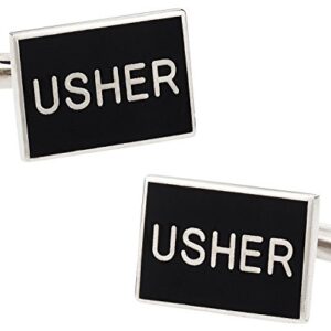 Abotoaduras de casamento Cuff-Daddy para Usher em preto e prata com caixa de apresentação (CDs)