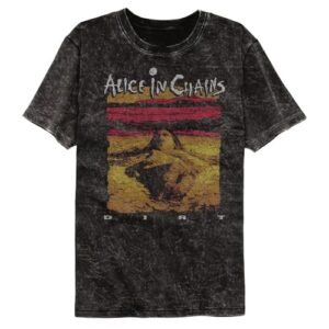 Coleção Premium Alice in Chains Dirt álbum capa preta lavagem mineral camiseta masculina 90s música gráfica, Preto, M (CDs)