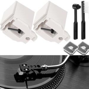 Windspeed 2 + 2 unidades de substituição de agulha para toca-discos ATN3600L compatível com Audio-Technica AT-LP60X, AT-LP60XBT e AT-LP60XBT-USB toca-discos de vinil com 2 pincéis (Discos de Vinil)