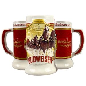 Budweiser 2024 91st Anniversary Edição Limitada Colecionadores Série #45 Clydesdale Holiday Stein - Caneca de Cerveja de Cerâmica - Presente de Natal para Homens, Pai, Marido - Decoração de Quarto (Cervejas)