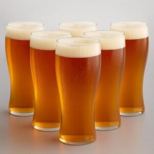 Sheriffdrink Pacote com 6 copos de cerveja Pilsner de plástico de 340 g – Vidro de barra inquebrável pesado para casa, cozinha e entretenimento, seguro para lava-louças, livre de BPA (Cervejas)