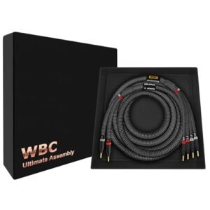 WORLDS BEST CABLES 7 AWG – OFC ultra puro – 7 pés Ultimate – Cabo de alto-falante único HiFi HiFi premium para canal central com plugues banana dourado Eminence e revestimento de tweed de carbono (Equipamentos)