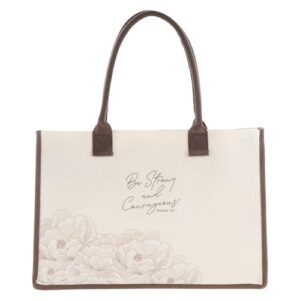 Tote Canvas Cream Strong & Courageous Josh. 1:9 - Christian Art Gifts (CDs)