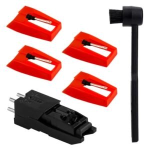 Substituição da agulha do toca-discos, 4 peças de agulha Stylus Diamond Record Player com escova de limpeza e cartucho de toca-discos acessórios para Crosley Victrola ION Player LP fonógrafo (Equipamentos)