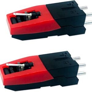 Pacote com 2 cartuchos de toca-discos de vinil de substituição com agulha Stylus para LP vintage para toca-discos fonográfico (Equipamentos)