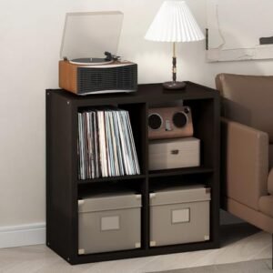 Furinno Suporte para toca-discos de cubículo com armazenamento de vinil, 4 cubos 1,2 armazenamento de discos de vinil extra grosso, prateleira de mídia aberta para CD DVD Blueray Game Disc, para sala (Equipamentos)