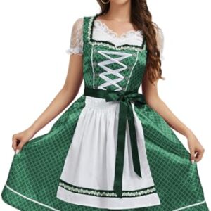 Molirex Dirndl Vestidos femininos 3 peças, fantasias Oktoberfest para carnaval floral bávaro roupa de cerveja vestido alemão verde pequeno (Cervejas)