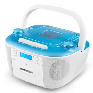 Gelielim Combo de leitor de cassete de CD, rádio portátil AM/FM para casa, som estéreo, gravação de fita, unidade AUX/TF/USB, alimentação AC/DC, conector de fone de ouvido, interno e externo, crianças (CDs)