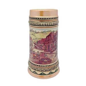 OktoberfestHaus | Caneca de cerveja de 1,0 litro com alça - Caneca de cerveja Oktoberfest, dançarinos alemães da vila (Tänzer) Bier Krug, caneca de cerveja de cerâmica, caneca de cerveja, presente (Cervejas)