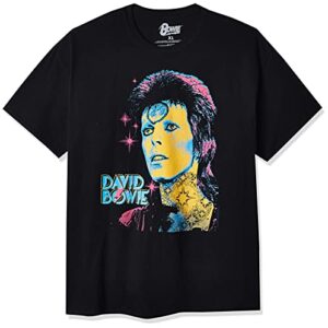 Liquid Blue Camiseta David Bowie Ziggy com estampa retrô, Preto, M (CDs)