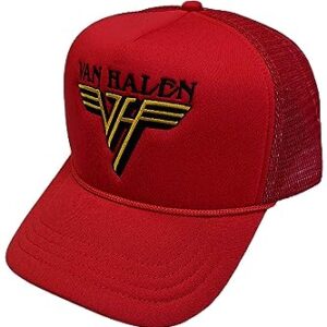 Boné de beisebol Van Halen texto banda logotipo novo oficial vermelho caminhoneiro tamanho único, Vermelho, Tamanho �nico (CDs)
