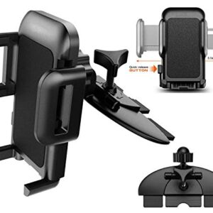 Suporte de suporte de CD Pokanic para celular de carro com GPS e suporte para CD com rotação de 360º com três alças laterais e design de um toque, compatível com iPhone 11/11Pro/11Pro Max/XS MAX/XR/XS/X/8/8Plus Galaxy S10/S10+/S10e, CD Slot Mount (CDs)