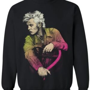 Billy Idol Moletom unissex adulto com gola redonda com foto gradiente exclusivo da Amazon, Preto, M (CDs)