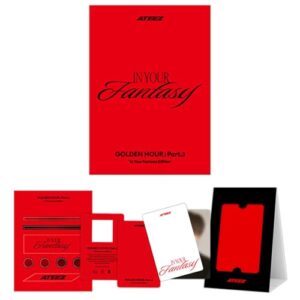 [GOLDEN HOUR : Part.3 ‘In Your Fantasy Edition’] (POCAALBUM Ver. / RED Ver.) Photo Stand + QR Card + Image Card + Sticker + User Guide + Digital Content + 2 Pin Badges + 4 Extra Photocards - ATEEZ (CDs)