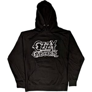 Ozzy Osbourne Moletom com capuz vintage logotipo da banda oficial masculino preto pulôver, Preto, XGG (CDs)