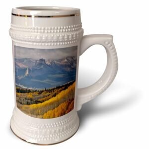 3dRose Colorado, Rocky Mountains on Ohio Pass with autumn colored Aspas - Caneca Stein, 530 ml, 623 g, branca (Cervejas)