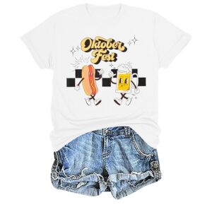 Camiseta feminina Oktoberfest German Octoberfest Beer Camisetas de festa alemã para amantes de cerveja camisetas retrô, Branco, M (Cervejas)