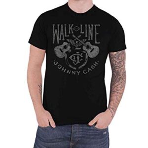 Johnny Cash Camiseta masculina Walk The Line Slim Fit Preta, Preto, XGG (CDs)