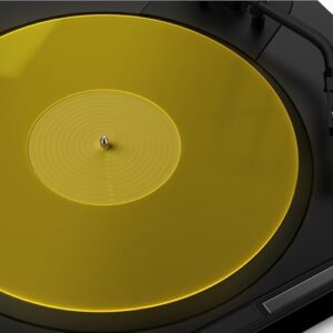 Tapete para toca-discos, tapete para discos, tapete deslizante de vinil para toca-discos de acrílico para toca-discos antiestático e baixo definido, amarelo (Equipamentos)