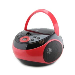 NAXA Electronics Leitor de CD portátil NPB-251A-RD com rádio estéreo AM/FM, vermelho (CDs)