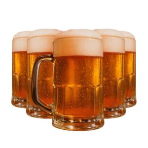 Conjunto de 6 Canecas de Chopp em Vidro, 370ml, Resistente para Bar e Restaurante, Transparente (Cervejas)