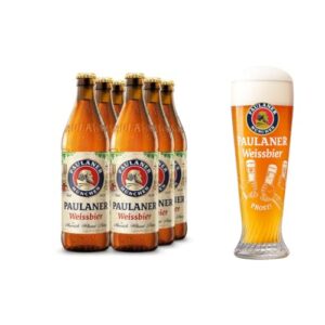 Kit com 6 Cervejas De Trigo Paulaner Weissbier Original 500ml + Copo Prost (Cervejas)
