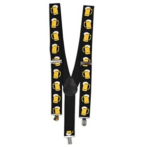 Beistle Suspensórios alemães multicoloridos, fantasia Oktoberfest e caneca de cerveja bávara suspensório alemão, suspensórios Oktoberfest para festas, roupas Oktoberfest (Cervejas)