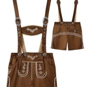 Giftdigger Oktoberfest Outfits masculino, fantasia de Lederhosen da Baviera alemã, fantasias tradicionais da Oktoberfest, fantasia do festival da cerveja, Marrom escuro, M (Cervejas)