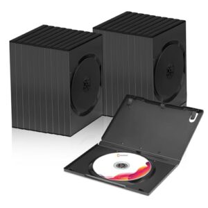 T WaveTree capas de dvd premium, capas de armazenamento de dvd de disco único preto padrão, capa de álbum de dvd com capa transparente externa, capas de reposição para dvds, cds, discos blu- (CDs)