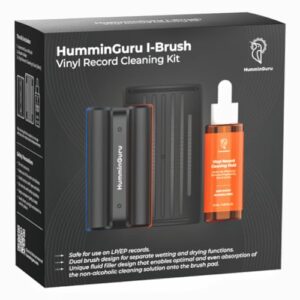 HumminGuru Kit de Limpeza de Vinil, Limpeza de Vinil Anti-Estático com Duplo Almofadas de Veludo Escova de Vinil + Solução de Limpeza de Vinil Livre de Álcool + Suporte para Escova (I-Brush) (Discos de Vinil)