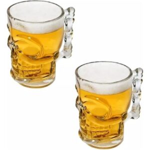 Jogo Kit C/ 2 Canecas Para Chopp Cerveja De Vidro Caveira 500ml - Transparente (Cervejas)