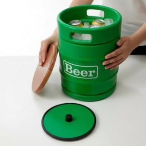 Banco Cooler de Cervejas Barril Decorativo Tampo de Madeira 28L Verde (Cervejas)